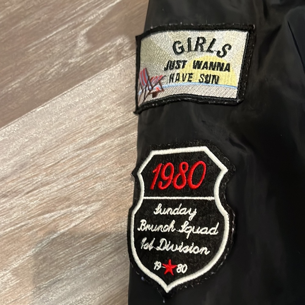 Black Express Patch Work Bomber Jacket - image 5